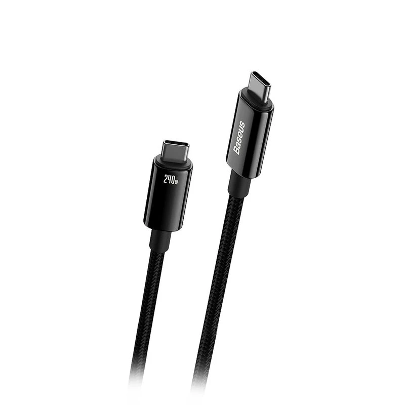 Baseus Tungsten Gold USB-C į USB-C 240W greito įkrovimo laidas 1m juodas