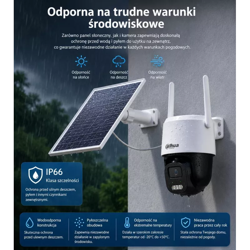 DAHUA BP5E 5MP saulės energija varoma 4G LTE PTZ apsaugos kamera su spalvotu naktiniu matymu