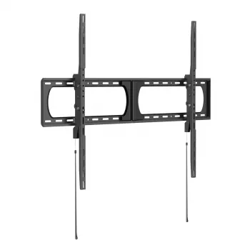 VALUE TV sieninis laikiklis, ypač didelės apkrovos, fiksuotas, 75 kg, 32-65 colių, VESA 200x200 iki 600x400, itin plonas 25 mm, plieninis, juodas, su apsaugos nuo vagystės užraktu, greito atleidimo traukimo dirželiais, įmontuotu gulsčiuku
