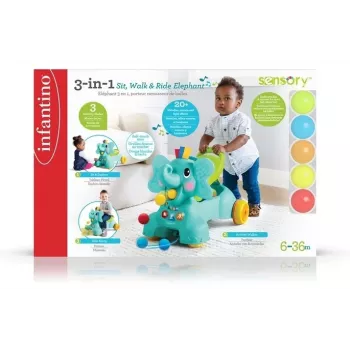 B-KIDS 3-in-1 Sėdėjimo, Ėjimo ir Važiavimo Dramblys – Infantino