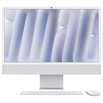 Apple iMac 24 colių sidabrinis M4 8 branduolių CPU 8 branduolių GPU 16GB RAM 512GB SSD vokiška klaviatūra su 1Gb Ethernet
