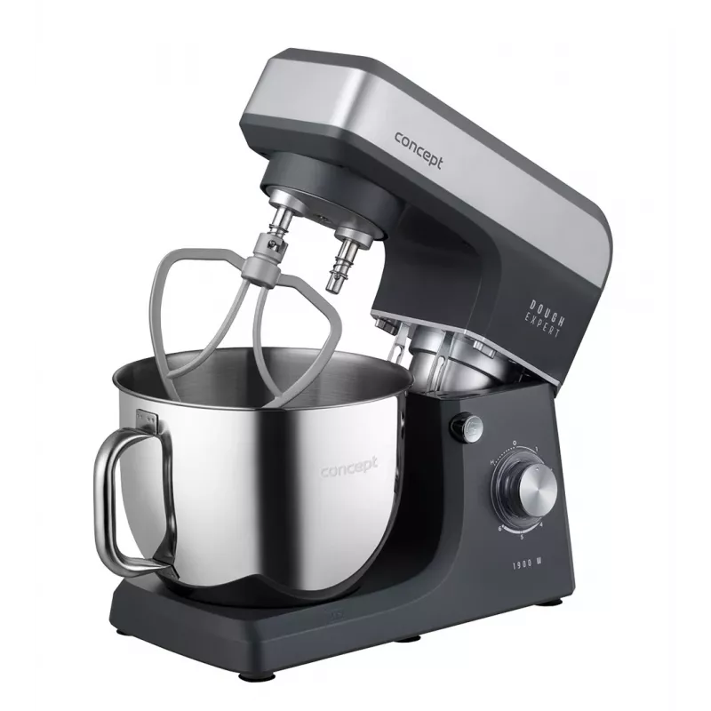 CONCEPT RM6010 Planetinis maisto maišytuvas 1900W 6.5L nerūdijančio plieno dubuo su blenderiu, mėsos malūnėliu, sausainių gamintoju - sidabrinis/pilkas
