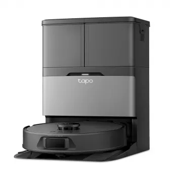 TP-LINK Tapo RV50 Pro Omni robot dulkių siurblys su automatine ištuštinimo stotele, LiDAR navigacija, dvigubais besisukančiais šluotuvais, 4200 Pa siurbimo galia, 5000 mAh baterija, baltas