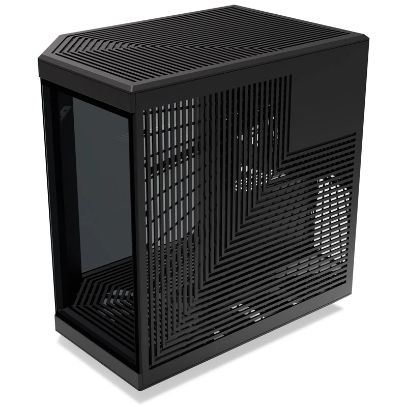 HYTE Y70 Touch juodas Mid Tower korpusas su panoraminiu grūdintu stiklu ir 14,1 colio jutikliniu ekranu, ATX/E-ATX, vertikalus GPU laikiklis