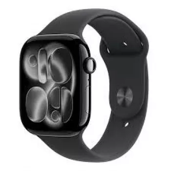 Apple Watch Series 11 GPS + Cellular 42mm kosminės pilkos spalvos aliuminio korpusas su juodu sportiniu dirželiu - M/L