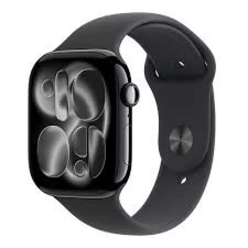 Apple Watch Series 11 GPS + Cellular 42mm kosminės pilkos spalvos aliuminio korpusas su juodu sportiniu dirželiu - M/L