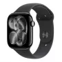 Apple Watch Series 11 GPS + Cellular 42mm kosminės pilkos spalvos aliuminio korpusas su juodu sportiniu dirželiu - M/L