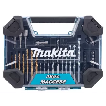 Makita E-22573 38 dalių grąžtų ir atsuktuvų antgalių rinkinys su HSS-G, medienos ir mūro antgaliais