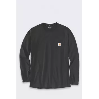 Carhartt Midweight ilgomis rankovėmis kišeniniai marškinėliai vyrams juodi L