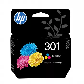 HP 301 Tri-color Original rašalo kasetė (cyan, magenta, geltona) - standartinė išeiga