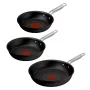 Tefal Experience aliumininių keptuvių rinkinys, 3 vnt., juodos spalvos, 20/24/28 cm, titano nelipni danga, Thermo-Signal, tinka plauti indaplovėje