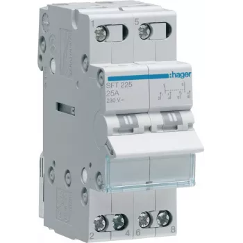 Hager SFT225 Modulinis perjungimo jungiklis I-0-II, 2P, 25A, 230V AC, DIN bėgelis