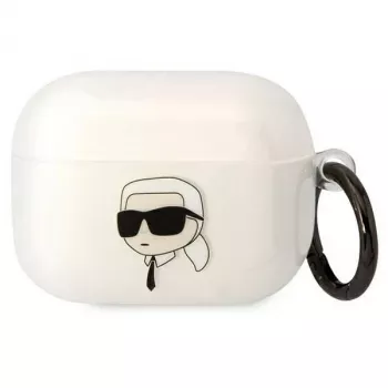 Karl Lagerfeld AirPods Pro dėklas permatomas su Karlo siluetu