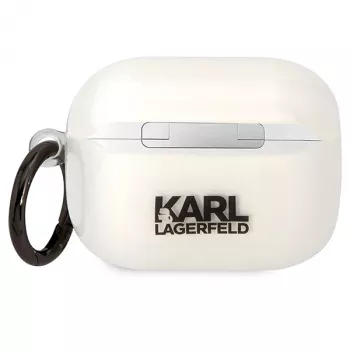 Karl Lagerfeld AirPods Pro dėklas permatomas su Karlo siluetu