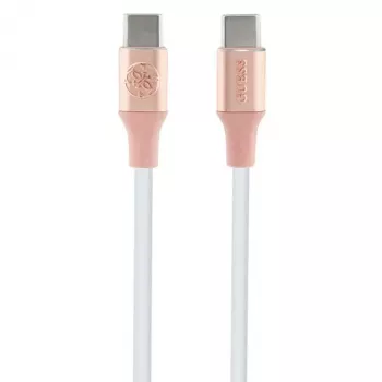 GUESS GUCCLALRGDP USB-C į USB-C greito įkrovimo laidas 1,5 m rožinis su įspaustu logotipu