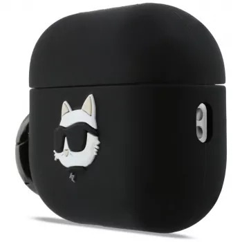 Karl Lagerfeld Silicone Choupette Head 3D Case, skirtas AirPods Pro 3 - juodos spalvos