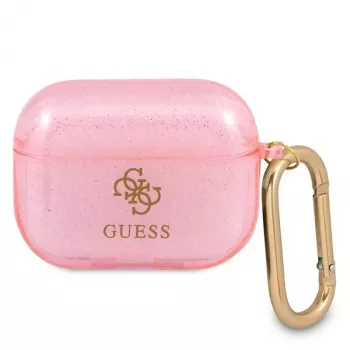 Guess GUAPUCG4GP AirPods Pro dėklas rožinis blizgučių kolekcija