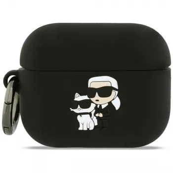 Karl Lagerfeld silikoninis Karl & Choupette galvos 3D dėklas AirPods Pro 3, juodas