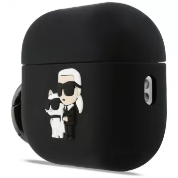 Karl Lagerfeld silikoninis Karl & Choupette galvos 3D dėklas AirPods Pro 3, juodas