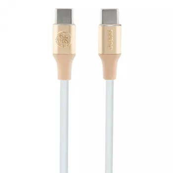 GUESS GUCCLALRGDD USB-C į USB-C laidas 1,5 m greitas įkrovimas šviesiai auksinis su įspaustu logotipu