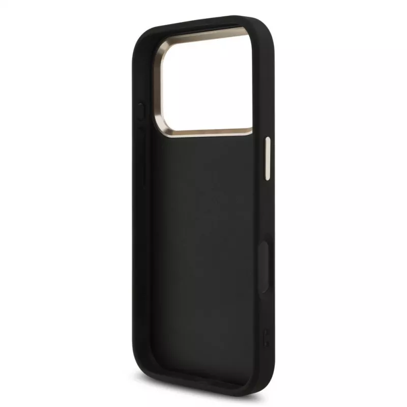 GUESS 4G Big Logo Classic kietas dėklas, skirtas iPhone 17 Pro / 18 Pro - juodas ir auksinis
