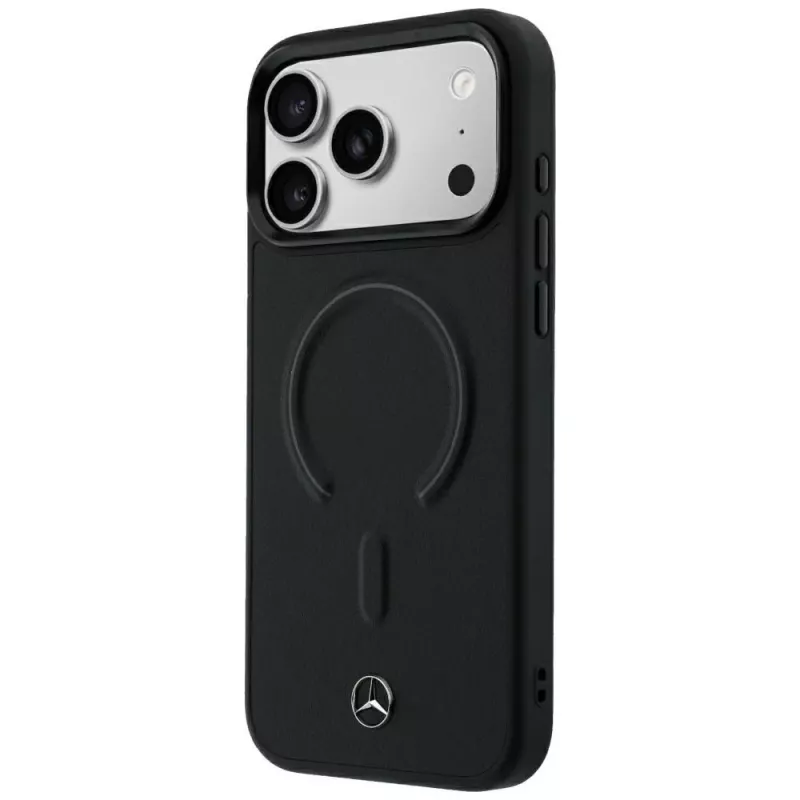 Mercedes Leather 3D MagSafe dėklas, skirtas iPhone 18 Pro Max / 17 Pro Max - juoda