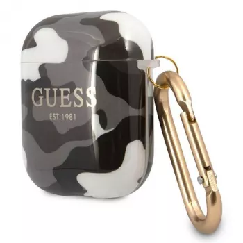 Guess GUA2UCAMG AirPods 1/2 dėklas juodos kamo spalvos kolekcija