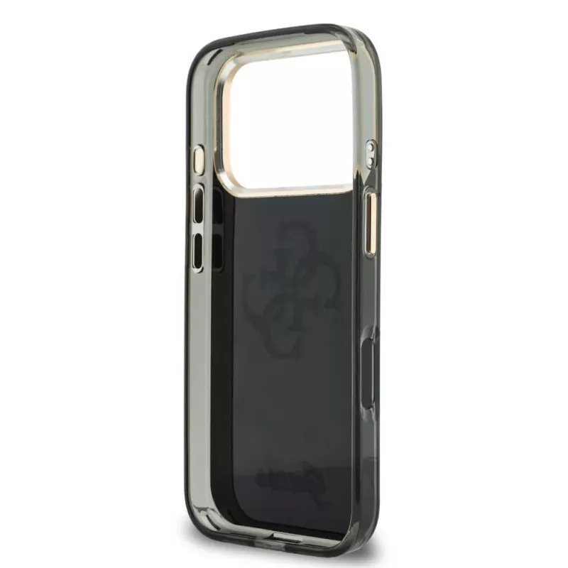GUESS IML 4G Script Metal dėklas, skirtas iPhone 18 Pro Max / 17 Pro Max - juodos spalvos