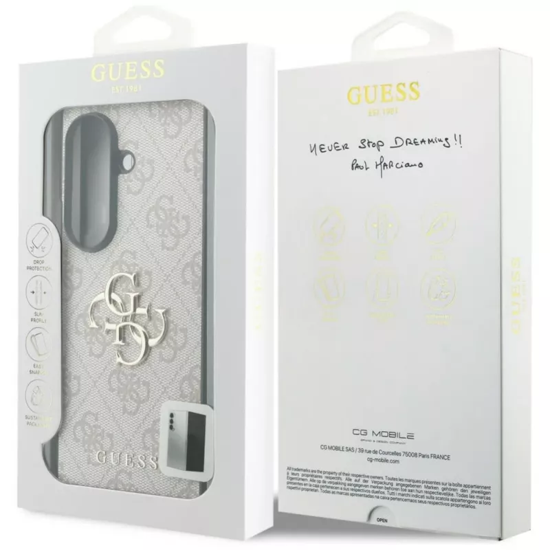 Guess Big 4G Logo PU dėklas, skirtas Samsung Galaxy Z Fold 8 Ultra – rožinis