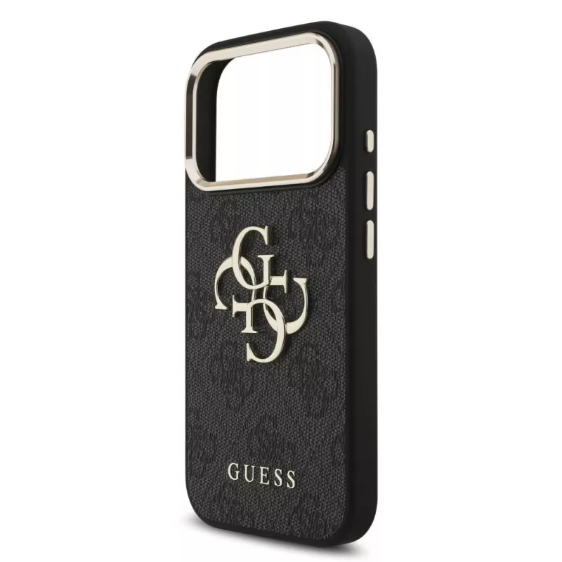 GUESS 4G Big Classic Logo dėklas, skirtas iPhone 18 Pro Max / 17 Pro Max - juodas ir auksinis