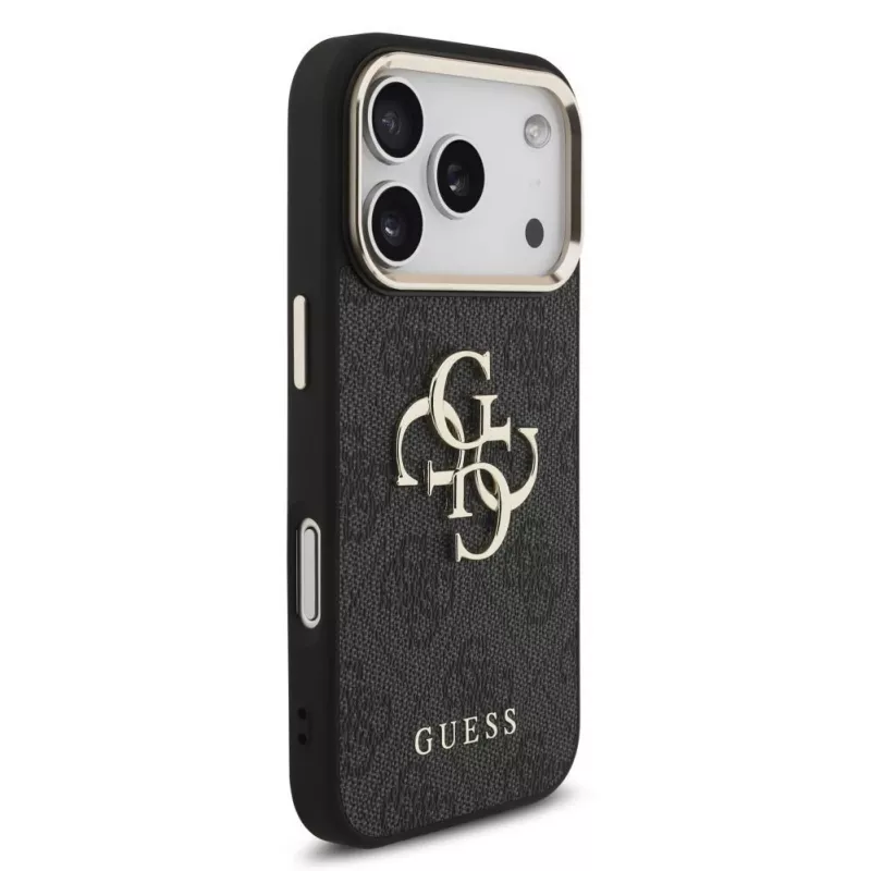 GUESS 4G Big Classic Logo dėklas, skirtas iPhone 18 Pro Max / 17 Pro Max - juodas ir auksinis