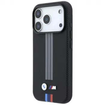BMW M Quadrille Kevlar antracito ir trijų spalvų linijų MagSafe dėklas, skirtas iPhone 18 Pro / 17 Pro