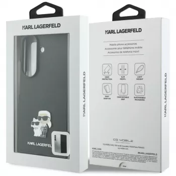 Karl Lagerfeld Saffiano Karl & Choupette dėklas su smeigtukais, skirtas Samsung Galaxy Z Fold 8 Ultra - juodas