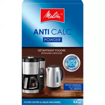 MELITTA Anti Calc kalkių šalinimo tirpalas kavos aparatams – 250 ml skystas kalkių šaliniklis, universalus suderinamumas, citrinos rūgšties formulė, iki 2 panaudojimų