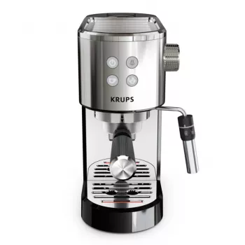 Krups Virtuoso XP444C10 pusiau automatinis espreso aparatas, 15 barų, 1L, juodas/sidabrinis