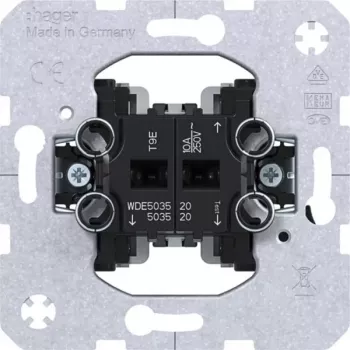 Hager WDE503520 žaliuzių valdymo mygtuko įdėklas su mechanine ir elektronine blokuote, 10 A, 250 V, įleidžiamas, juodas