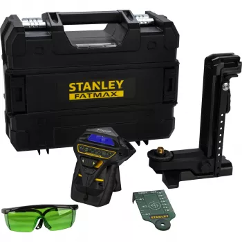 Stanley FatMax X3G 360° žaliasis spindulys 3 plokštumų lazerinis nivelyras su TSTAK dėklu, 35m nuotolis, 10.8V Li-Ion