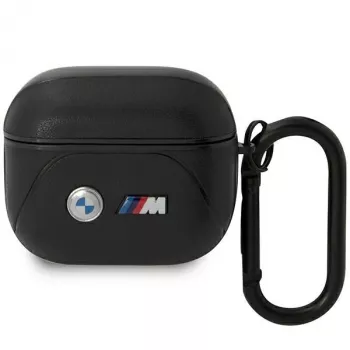 BMW BMA322PVTK AirPods 3 kartos dėklas, juoda oda, lenkta linija
