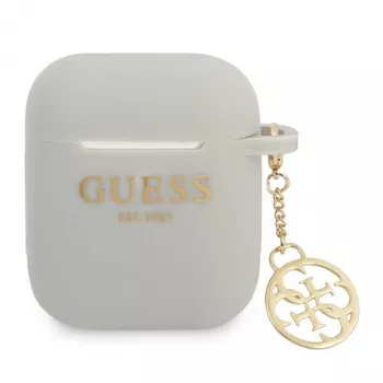 Guess GUA2LSC4EG AirPods 1/2 dangtelis pilkas silikoninis su pakabuku 4G kolekcija