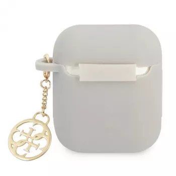 Guess GUA2LSC4EG AirPods 1/2 dangtelis pilkas silikoninis su pakabuku 4G kolekcija