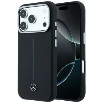 Mercedes odinis Semi Wrap Iconic Line MagSafe dėklas, skirtas iPhone 18 Pro Max / 17 Pro Max - juodas