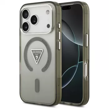 GUESS IML Gradient Triangle Logo MagSafe dėklas, skirtas iPhone 17 Pro - chaki