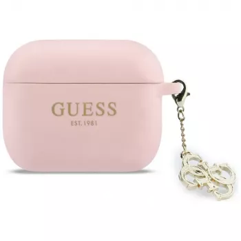 GUESS silikoninis 4G pakabuko dėklas AirPods Pro 3, rožinis