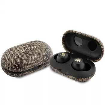 Guess GUTWSP4EGW True Wireless ausinės su įkrovimo dėklu, Bluetooth 5.3, ENC, ruda 4G Metal