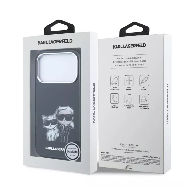 Karl Lagerfeld Karl & Choupette Bodies Sketch Print MagSafe dėklas, skirtas iPhone 18 Pro Max / 17 Pro Max - juodas