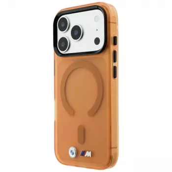 BMW M IML matinio metalo logotipu ir apdaila MagSafe dėklas, skirtas iPhone 18 Pro Max / 17 Pro Max - oranžinis