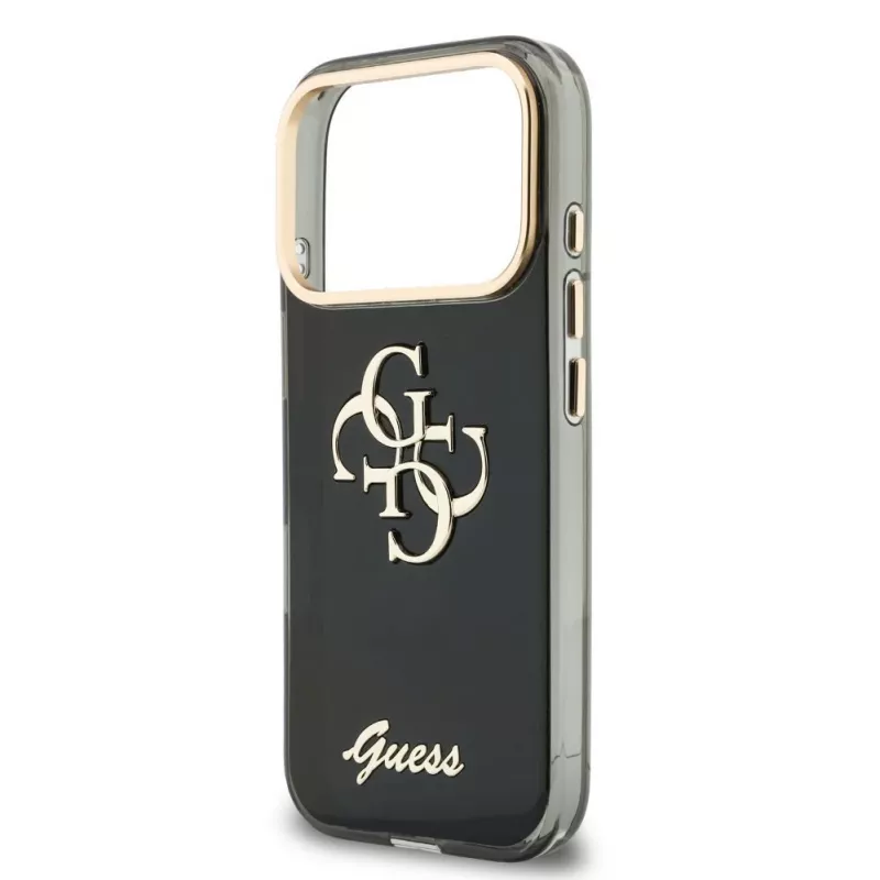 GUESS IML 4G Script Metal dėklas, skirtas iPhone 18 Pro / 17 Pro - juodas