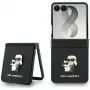 Karl Lagerfeld Karl & Choupette Saffiano Pins dėklas, skirtas Samsung Galaxy Z Flip5 - juoda