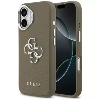 Guess Grained Big 4G Classic Logo dėklas, skirtas Apple iPhone 17 - ruda