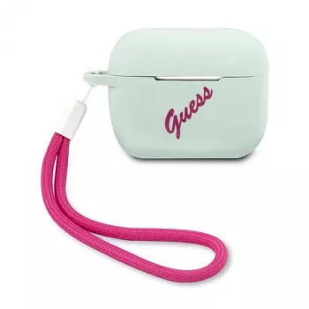 GUESS Vintage silikoninis dėklas, skirtas AirPods Pro - mėlynai fuksijos